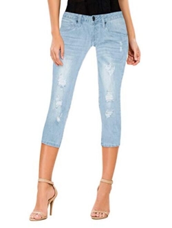Hybrid & Co. Women's 17 inch Butt Lift Super Comfy Stretch Denim Capri Jeans