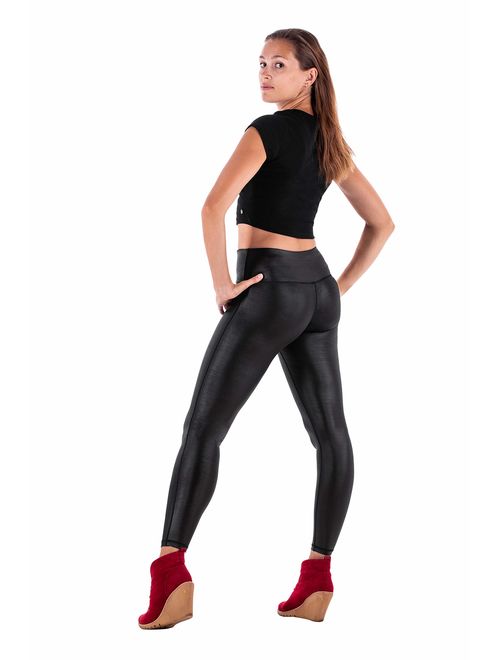 Zena Faux Leather Leggings | High Waisted Pants| Black Leggings for Women|Tummy Control+Stretchy