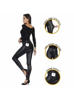 MCEDAR Women's Faux Leather Leggings Plus Size Girls High Waisted Sexy Skinny Pants