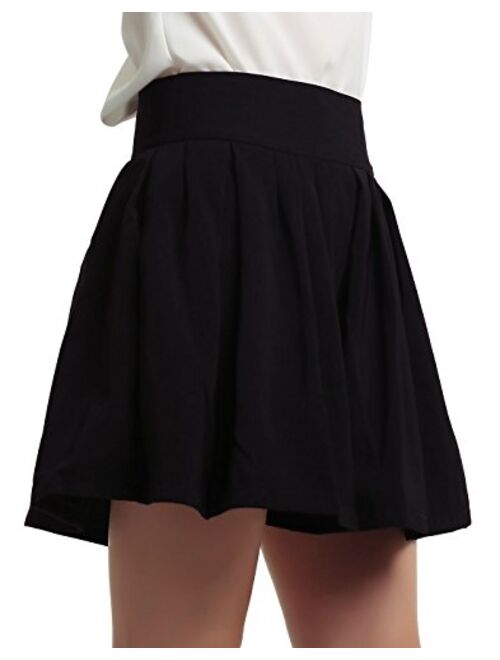 chouyatou Women's Double Waist Side Buttons Pleated Skirt