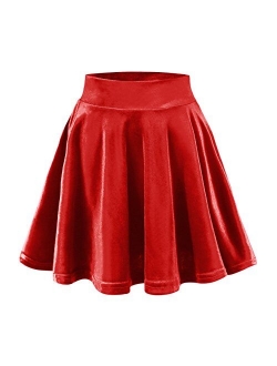 Women's Vintage Velvet Stretchy Mini Flared Skater Skirt