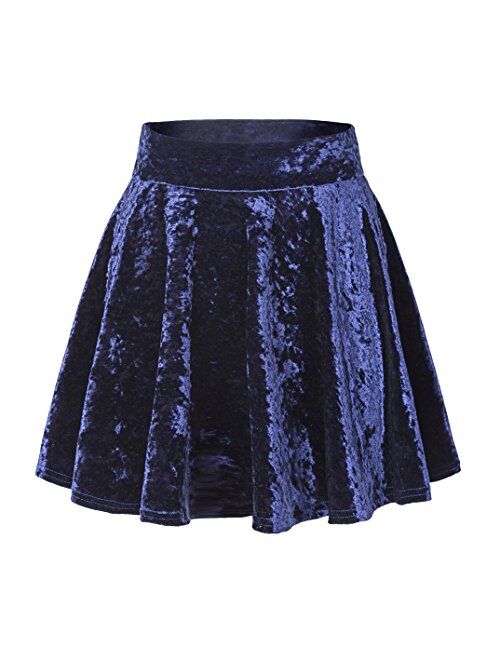 Urban CoCo Women's Vintage Velvet Stretchy Mini Flared Skater Skirt