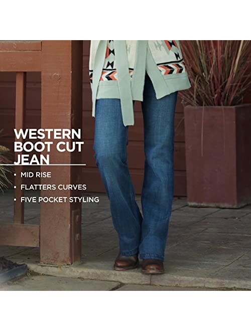 Wrangler Women's Western Mid Rise Stretch Boot Cut Jean