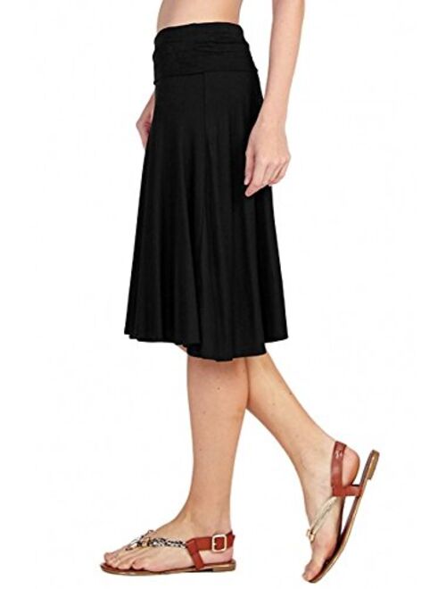 12 AMI Solid Basic Fold-Over Stretch Midi Short Skirt - Made in USA