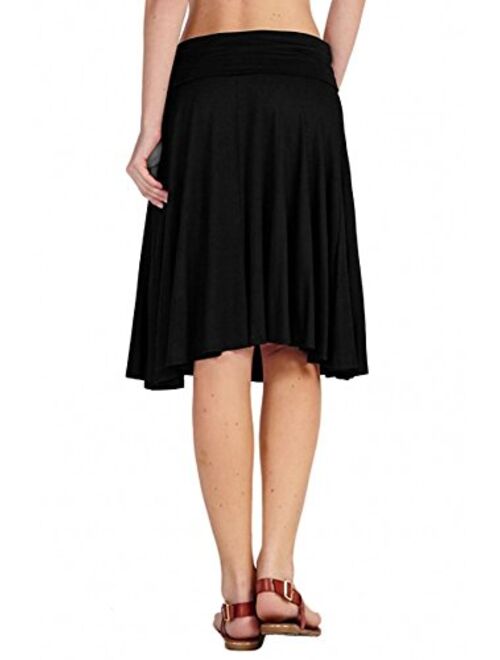 12 AMI Solid Basic Fold-Over Stretch Midi Short Skirt - Made in USA