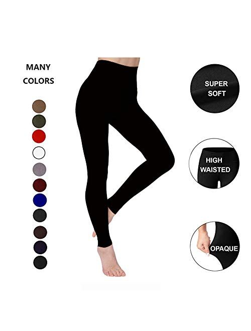 ZOOSIXX High Waist Tummy Control Compression Leggings for Women Soft Leggings Opaque Slim