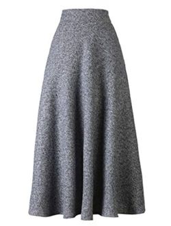Choies Women's High Waist A-line Flared Long Skirt Winter Fall Midi Skirt