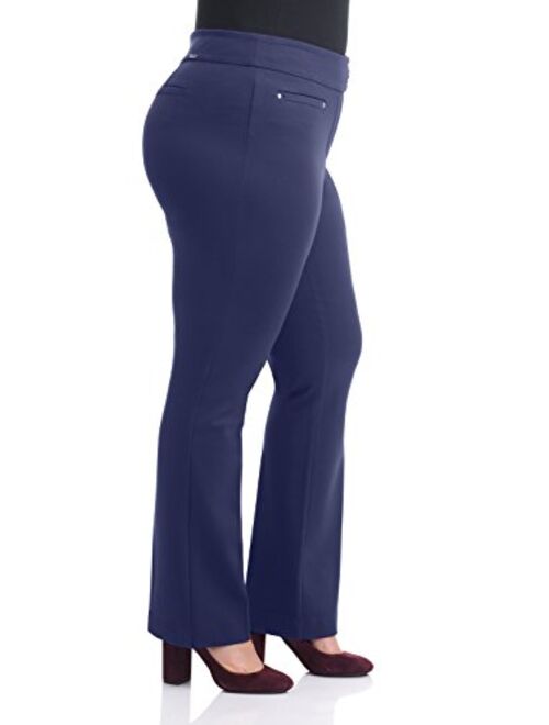 Rekucci Curvy Woman Secret Figure Knit Plus Size Straight Pant w/Tummy Control