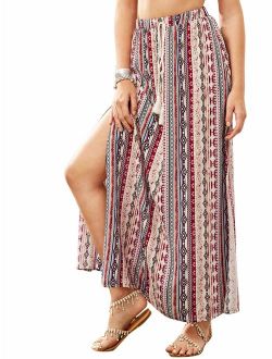 Women's Bohemian Floral Print Wrap Skirt Long Maxi Skirt