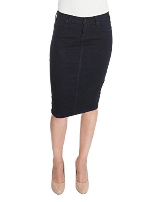 ESTEEZ Women's Denim Pencil Skirt - Powerstretch Jean with Tummy Control - Miami