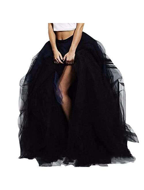 WDPL Wedding Planning Womens Long Maxi Tulle Special Occasion Bustle Night Out Skirt 