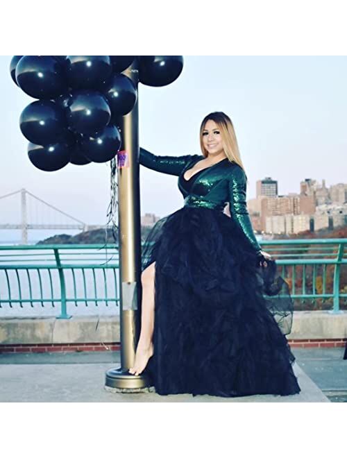 WDPL Wedding Planning Women's Long Maxi Tulle Special Occasion Bustle Night Out Skirt