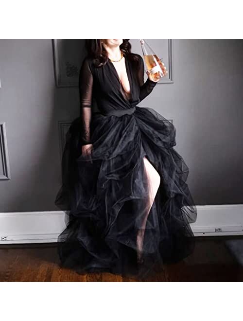 WDPL Wedding Planning Women's Long Maxi Tulle Special Occasion Bustle Night Out Skirt