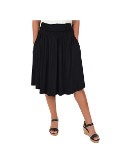 Stretch Is Comfort Women's Pocket Skirt | Flare Mid Length Skirt | Plus