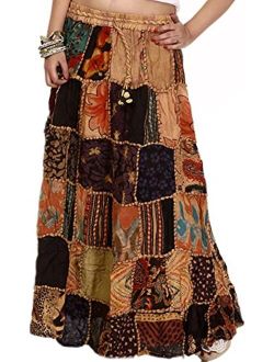 Exotic India Long Dori Gujarati Skirt with Patch Work