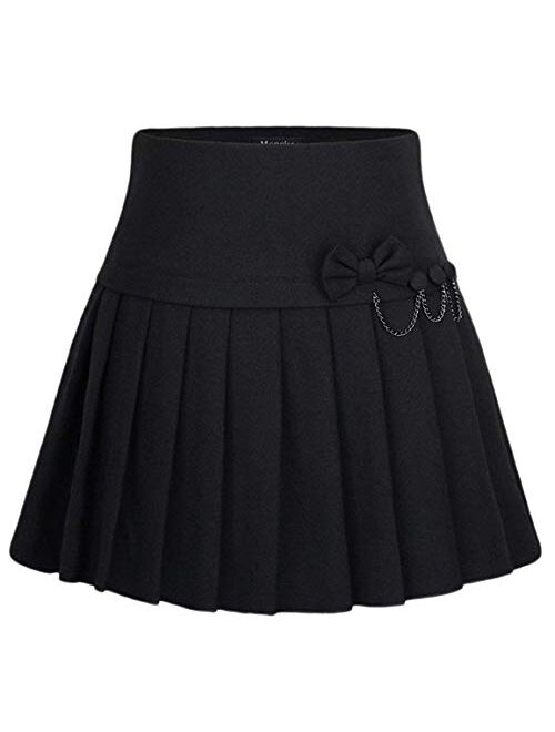chouyatou Women's A-Line Plaid Wool Blend Pleated Skirt Side Zipper