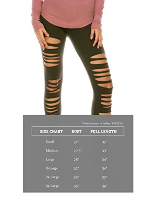 The Classic Full Length Elastic Hole Cut Out Ripped Stretch Leggings Tights (also in Plus Size)