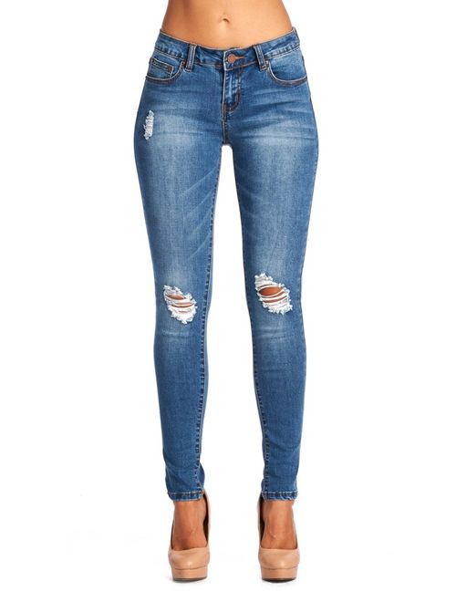 Blue Age Women Multistyle Destroyed/Ripped Skinny Jeans