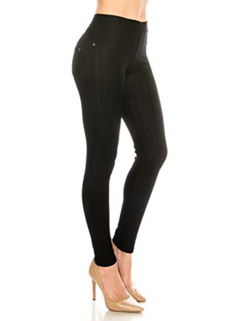 ShyCloset Pocket Jeggings Jeans Leggings - Women Comfy Slim Fit Denim Pants Skinny Stretch Regular Plus Size