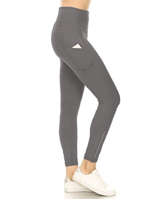 High Waist Active Flex Tummy Control Athletic Pocket Yoga Leggings with Fashion Reflective Dots