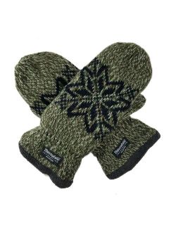 Bruceriver Mens Snowflake Knit Mittens with Warm Thinsulate Fleece Lining