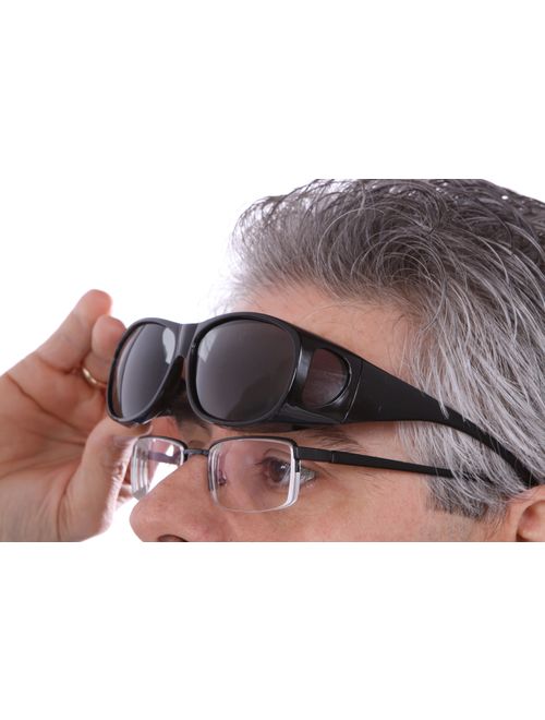LensCovers Sunglasses Wear Over Prescription Glasses, Size Medium, Polarized