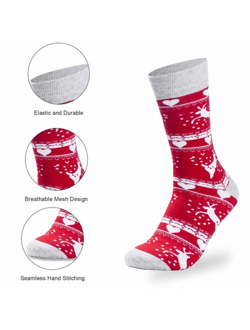 Mens Funny Socks Christmas Socks for Men Women Colorful Fun Novelty Crew Patterned Socks 6 Pairs US 7-13