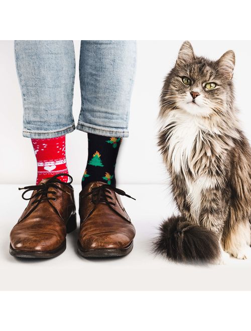 Mens Funny Socks Christmas Socks for Men Women Colorful Fun Novelty Crew Patterned Socks 6 Pairs US 7-13