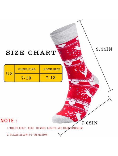 Mens Funny Socks Christmas Socks for Men Women Colorful Fun Novelty Crew Patterned Socks 6 Pairs US 7-13