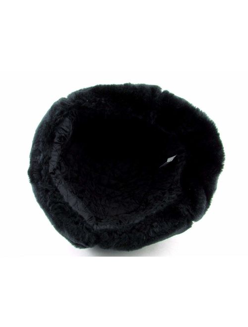 Russian Soviet Army Fur Military Cossack Ushanka Winter Hat (Black, 59(L))