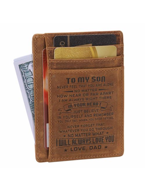 FAYERXL Minimalist Wallets Gift for son daughter from Mom Dad Slim Wallet RFID Front Pocket Wallet