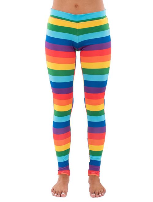 Striped Rainbow Leggings - Neon Rainbow Tights for Women
