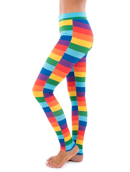Striped Rainbow Leggings - Neon Rainbow Tights for Women