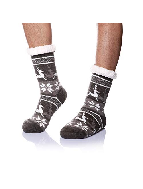 DoSmart Men's Winter Non-Skid Knit Slipper Socks Indoor Floor Stocking Shoes Home Socks