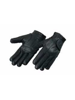 Hugger Full Finger Fingerless Black Deer Soft Leather Gloves w/Gel Padded Palms - Driving, Motorcycle Riding, Police, Outdoor