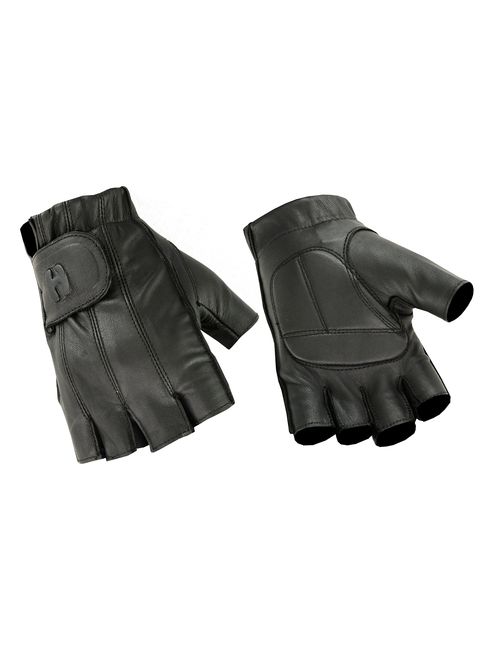 Hugger Full Finger Fingerless Black Deer Soft Leather Gloves w/Gel Padded Palms - Driving, Motorcycle Riding, Police, Outdoor