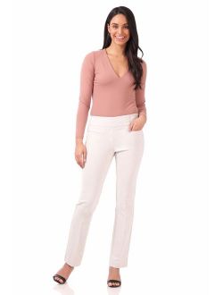 Rekucci Women's Ease Into Comfort Everyday Chic Straight Pant w/Tummy Control