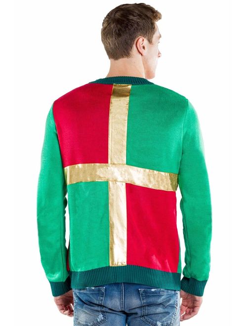 Tipsy Elves Men's Ugly Christmas Sweater - Funny Green Sweater