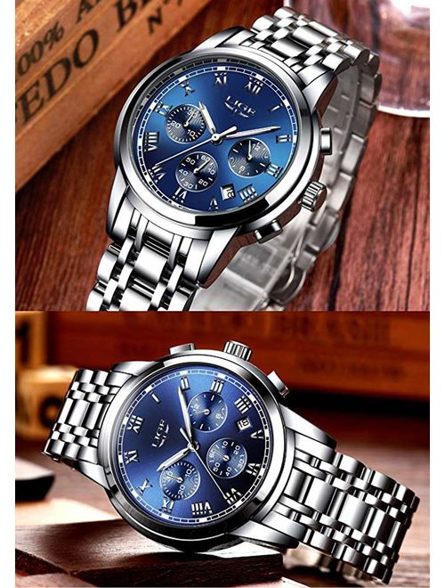 Watch Men Fashion Sport Quartz Clock Mens Full Steel Dress Watches Top Brand LIGE Luxury Business Waterproof Wristwatch Black Casual Clock