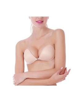 MITALOO Push up Strapless Self Adhesive Plunge Bra Invisible Backless Sticky Bras