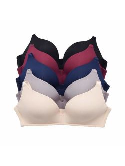 Pack of 5,Women Comfort No Wire Bras Seamless No Show Push up Bra Pack