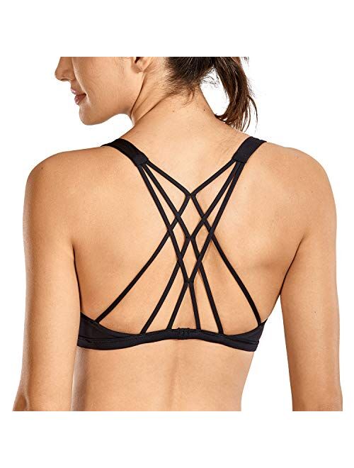 CRZ YOGA Women's Cute Yoga Sports Bra Strappy Sexy Back Padded Low Impact Workout Clothes Bra Tops