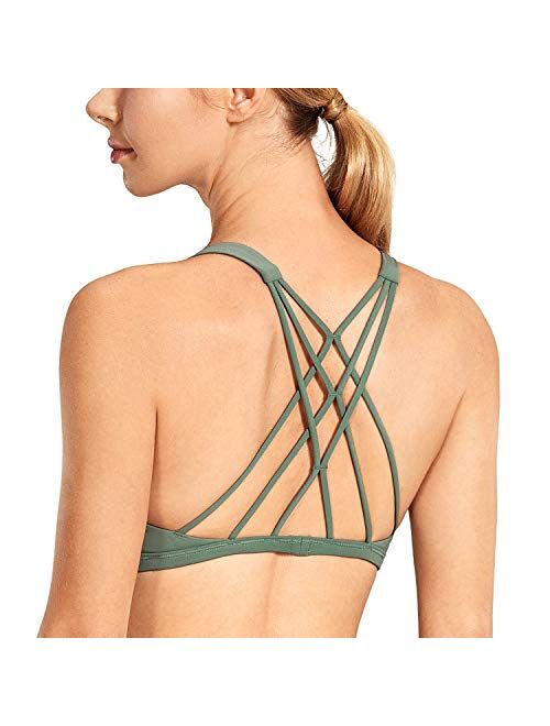 Buy CRZ YOGA Women's Cute Yoga Sports Bra Strappy Sexy Back Padded Low  Impact Workout Clothes Bra Tops online
