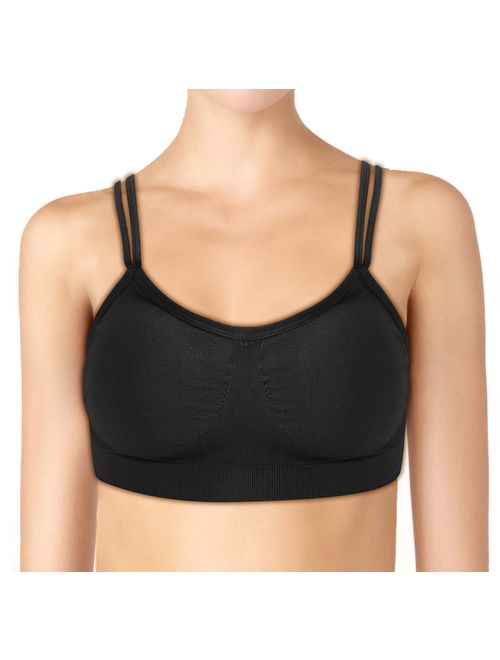 3-Pack Women's Seamless Wireless Strappy Back Comfort Bralette with Removable Pads