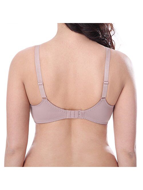 Curve Muse Women's Plus Size Underwired Unlined Balconette Cotton Bra-3Pack