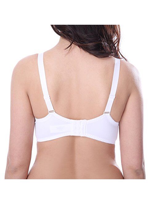 Curve Muse Women's Plus Size Underwired Unlined Balconette Cotton Bra-3Pack