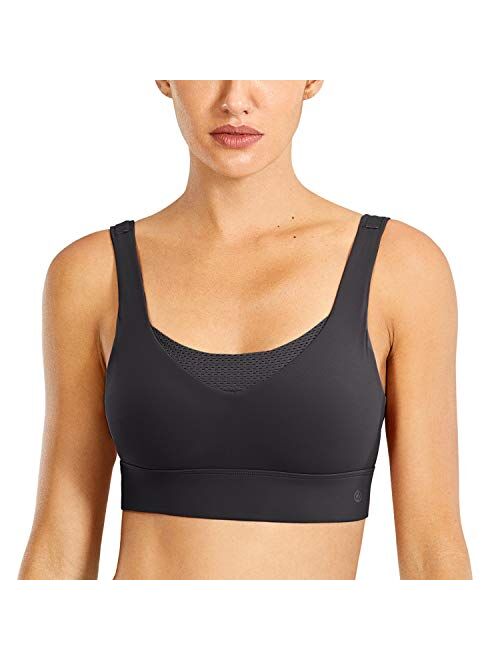 CRZ YOGA Convertible Racerback Sports Bra for Women High Impact Support Padded Wirefree Workout Training Bra
