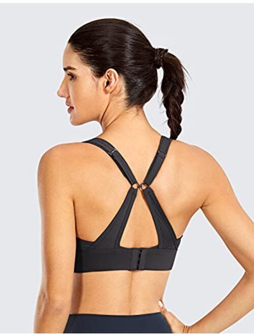 CRZ YOGA Convertible Racerback Sports Bra for Women High Impact Support Padded Wirefree Workout Training Bra