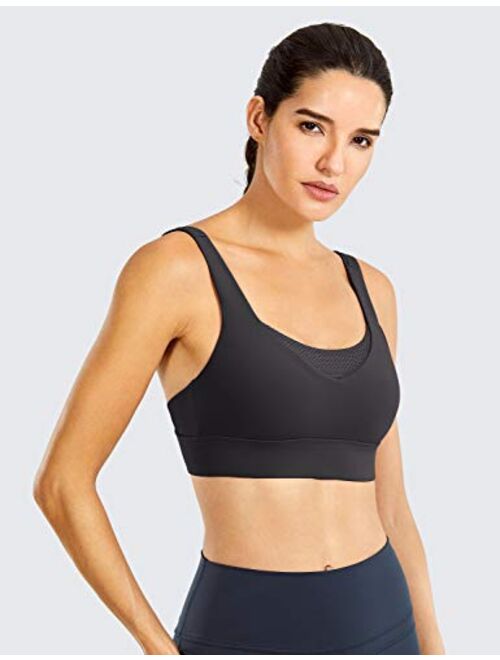 CRZ YOGA Convertible Racerback Sports Bra for Women High Impact Support Padded Wirefree Workout Training Bra