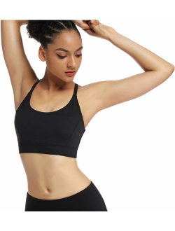Strappy Sports Bra for Women Sexy Open Back Medium Support Yoga Bra with Removable Cups